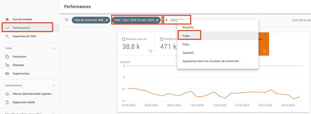 google search console analyse page exemple