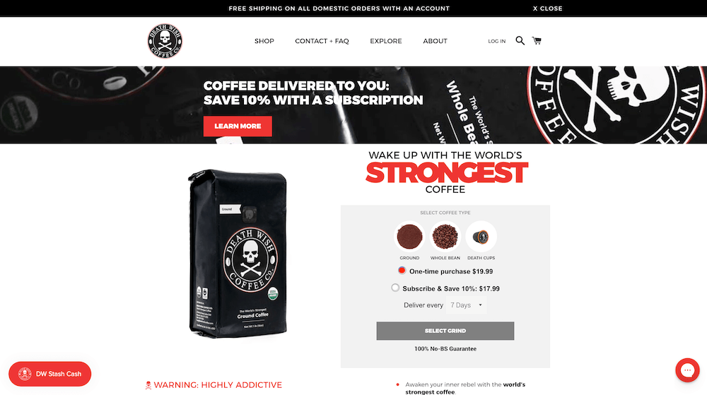 meilleur site e commerce death wish coffee company